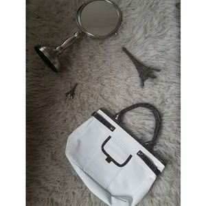 White and brown purse!